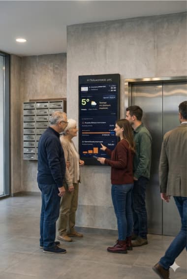 Info Point στην είσοδο πολυκατοικίας